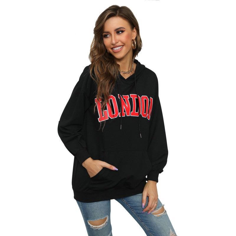 European And American Women's Clothing Hooded Letter-print Sweatshirt Leisure Pullover Hoodie - Nioor