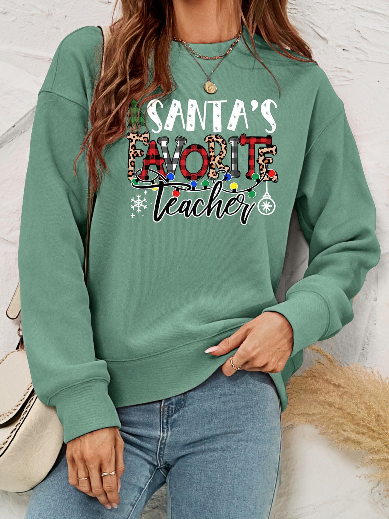 European And American Women's Clothing Pullover Christmas Sweater Women's Autumn And Winter Fleece Printed Women's Top - Nioor