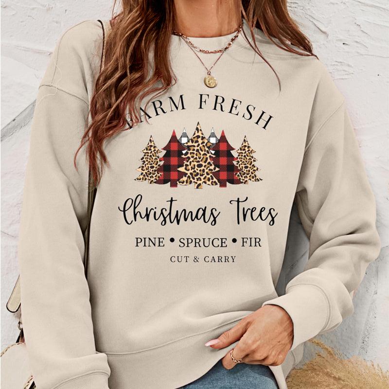 European And American Women's Clothing Pullover Christmas Sweater Women's Autumn And Winter Fleece Printed Women's Top - Nioor