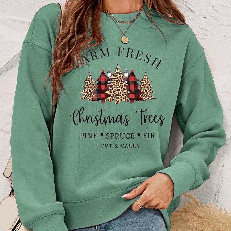 European And American Women's Clothing Pullover Christmas Sweater Women's Autumn And Winter Fleece Printed Women's Top - Nioor