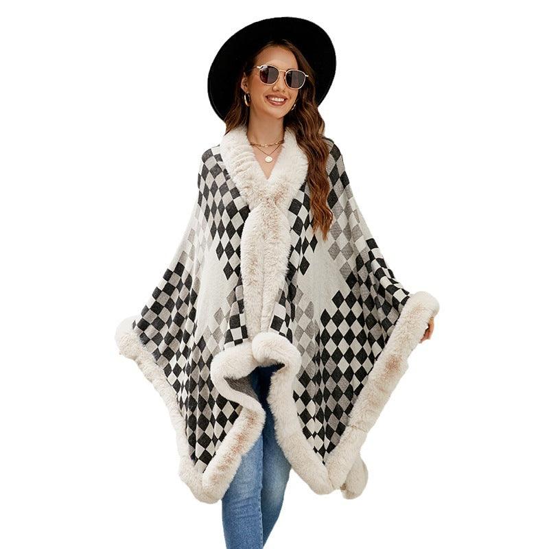 European And American Women's Fur Collar Shawl - Nioor