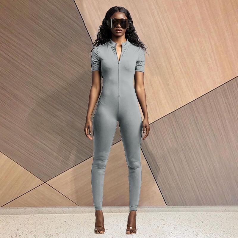 European And American Women's New Fashion Casual Sports Solid Color Jumpsuit - Nioor