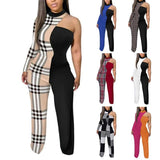 European And American Women's Printed Trousers Off-the-shoulder Slim Jumpsuit - Nioor