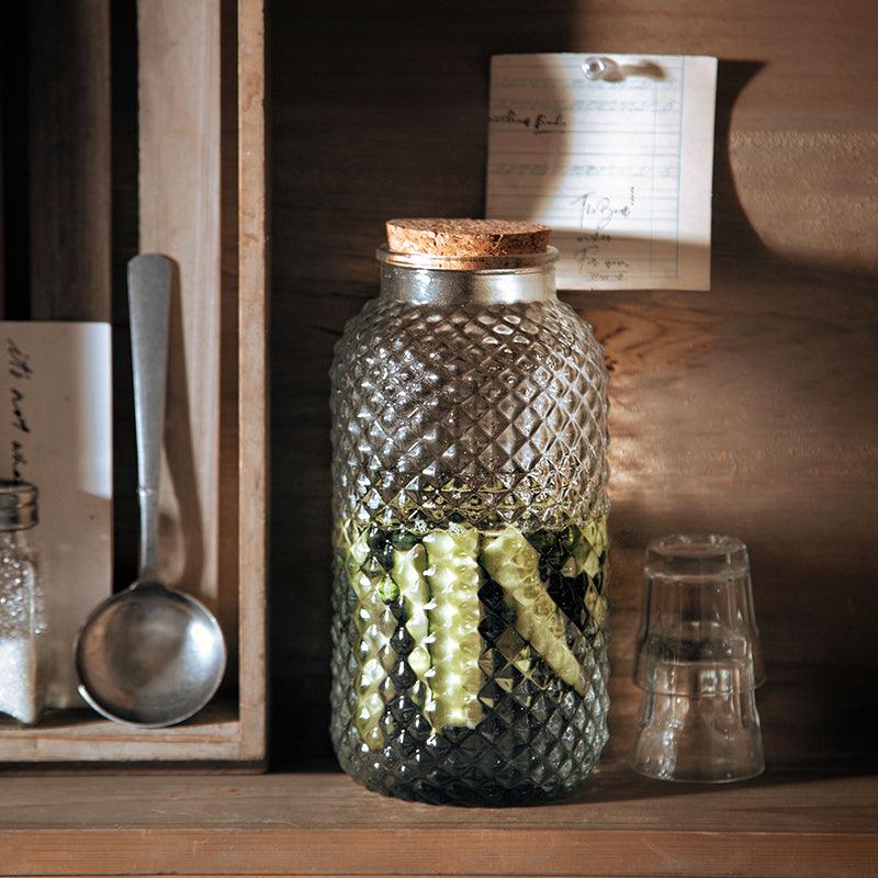 European Style Embossed Wooden Cork Glass Airtight Jar - Nioor