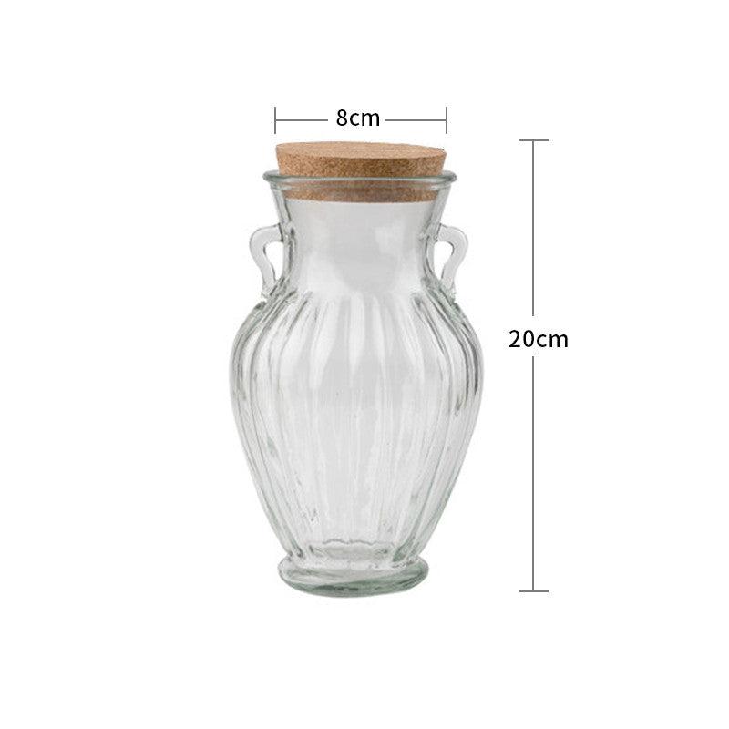 European Style Embossed Wooden Cork Glass Airtight Jar - Nioor