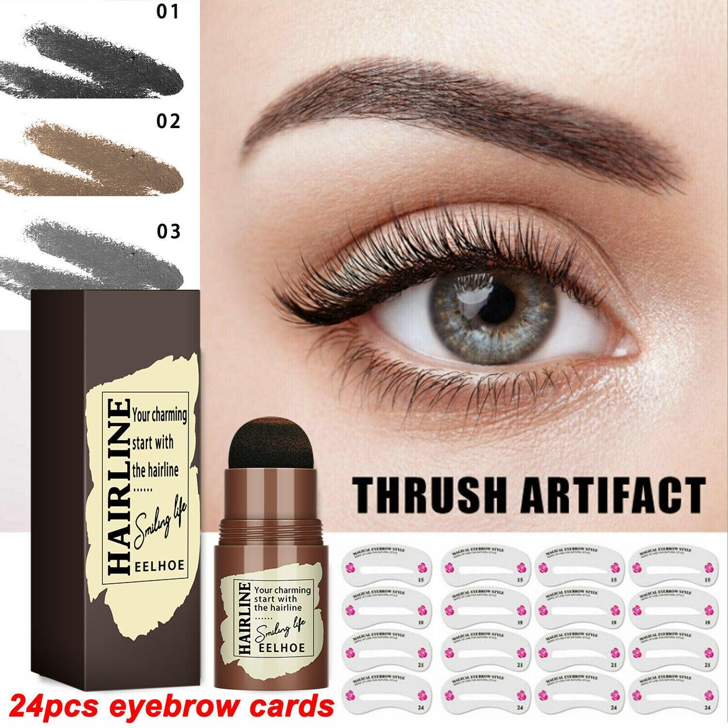 Eyebrow Stamp Stencil Kit, 24 Pc Eyebrow Shaping Stencils, Long-lasting Eyebrow Brow Definer, Perfect Make-up Reusable Kit - Nioor