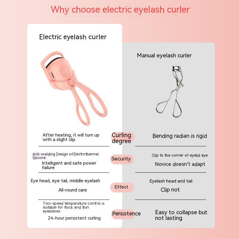 Eyelash Curler Portable Electric Heated Comb Eye Lash Long Lasting Eyelashes Curls Thermal Eyelash Curler Makeup Tools Heated Eyelash Curlers,Rechargeable Electric Eyelash Curler,Handheld Eyelash Heat - Nioor