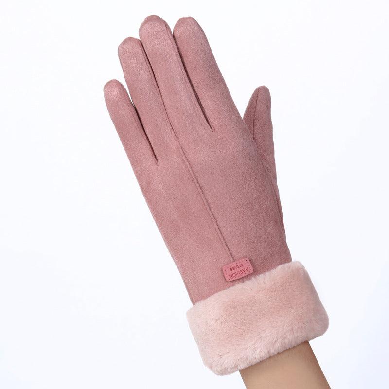 Thermal Gloves N915 Women's Winter Suede Double-layer Velvet Thickened - Nioor