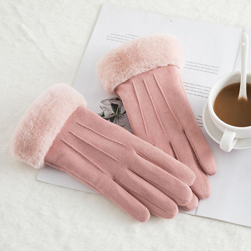 Thermal Gloves N915 Women's Winter Suede Double-layer Velvet Thickened - Nioor