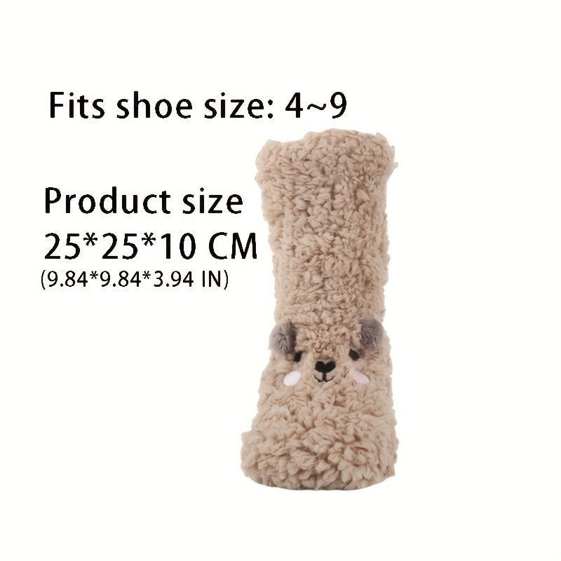 Cute Cartoon Bear Fuzzy Socks For Women, Comfortable Winter Soft Warm Slipper Socks, Casual Sleep Socks For Indoor Women's Fuzzy Socks Winter Warm Fluffy Soft Slipper Home Sleeping Cute Animal Socks - Nioor