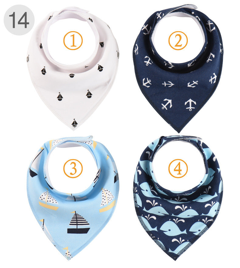 European And American Baby Bib 4 Pieces Of Pure Cotton Waterproof Baby Bib Double Cross Border Newborn Bib