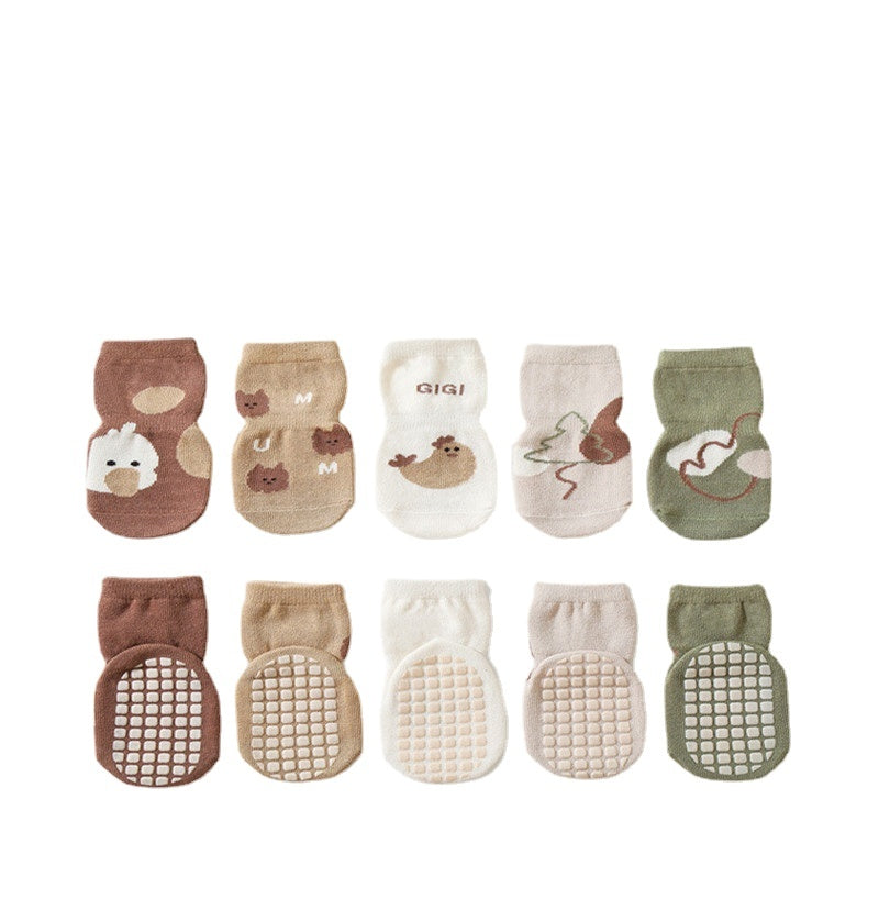 Children's Mid-calf Cute Cartoon Non-slip Dotted Rubber Floor Socks