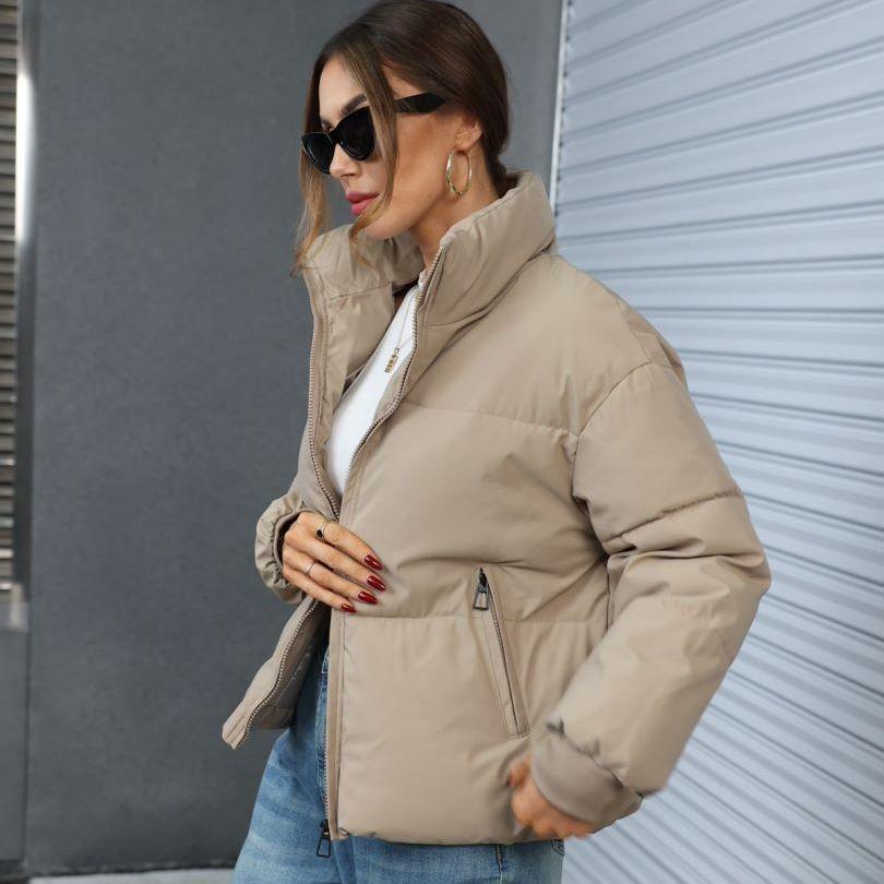 Fashion Ins Style Bread Coat Women's Solid Color Stand Collar Loose Warm Down Jacket Winter Slim Casual Short Coat - Nioor