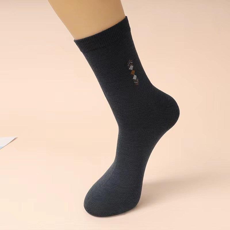 Men's Autumn And Winter Mid-calf Length Socks Black Wear-resistant Four Seasons - Nioor