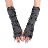 Halloween Black Grey Punk Style Cos Costume Props Finger Gloves - Nioor