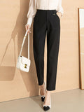 Women's High Waist Straight Leg Skinny Draped Western Pants - Nioor