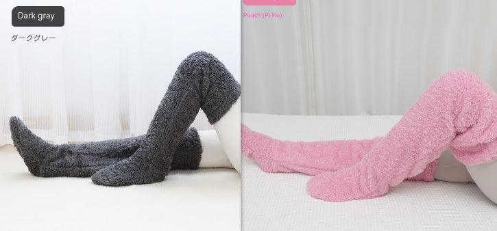 Over Knee High Fuzzy Long Socks Winter Warm Cold Leg Knee Joint Cold-proof Stockings Home Floor Sleeping Socks - Nioor