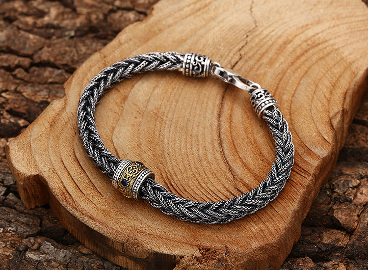 Retro 925 Sterling Silver Hand Weaving Bracelet