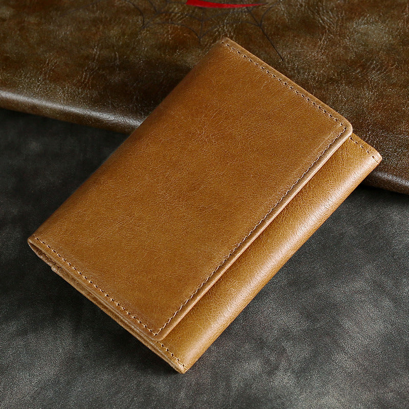 Short Leather Card Holder Rfid Multi-card Slot Crazy Horse Leather