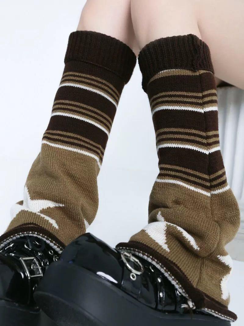 Brown Horn Socks With XINGX Mixed Color Stripe - Nioor