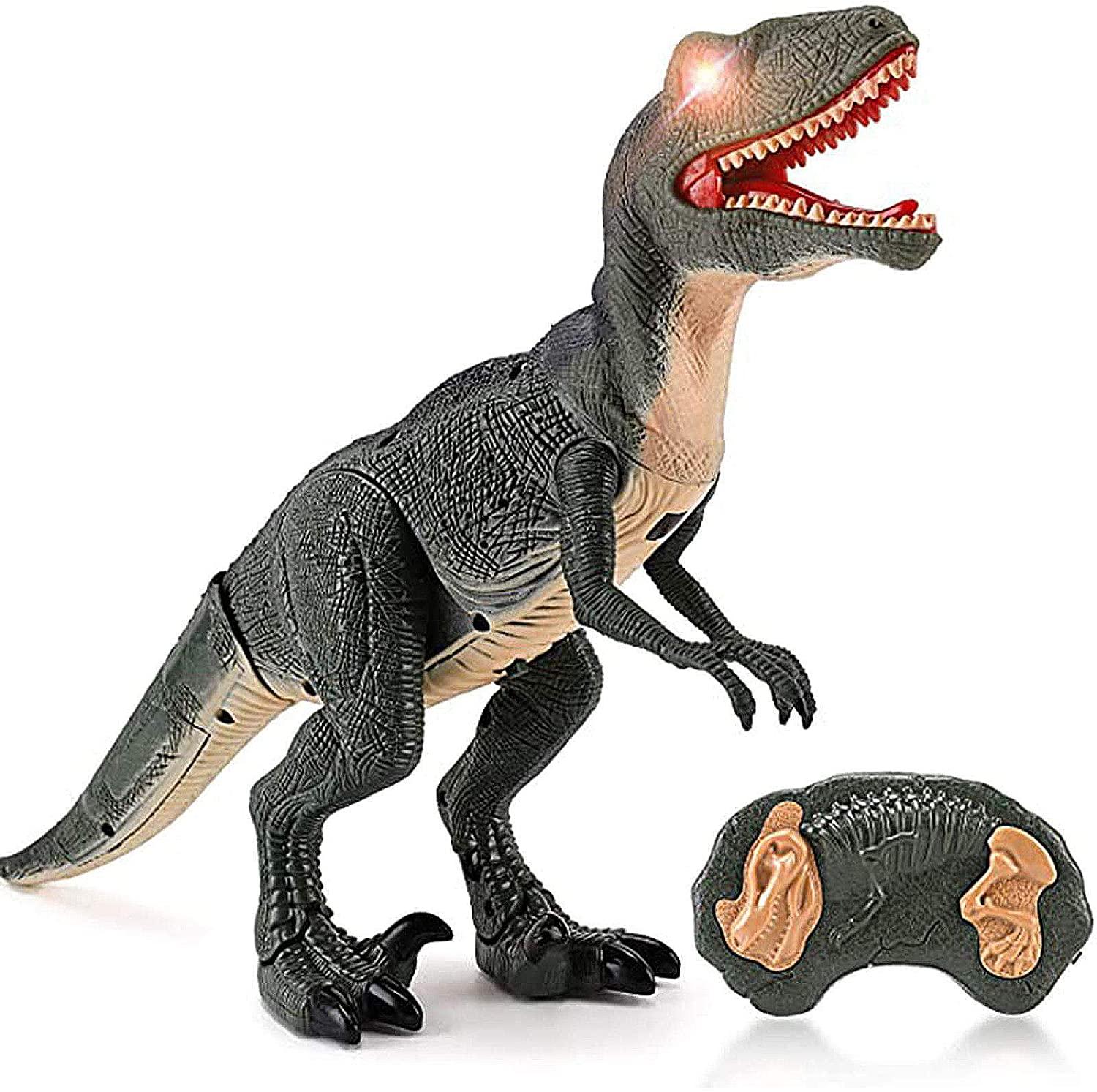 Remote Control R C Walking Dinosaur Toy With Shaking Head,Light Up Eyes & Sounds ,Velociraptor,Gift For Kids Amazon Platform Banned - Nioor