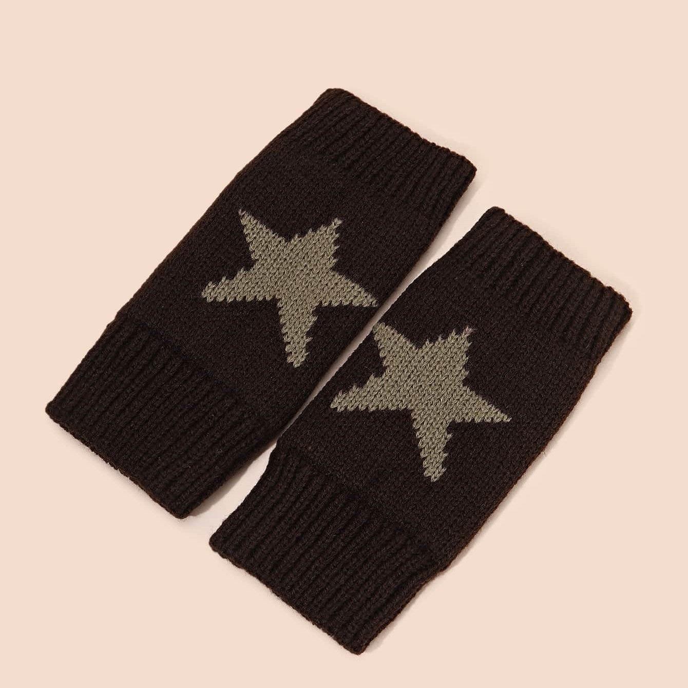 Autumn And Winter Acrylic Wool Five-pointed Star Gloves Warm Oversleeve - Nioor