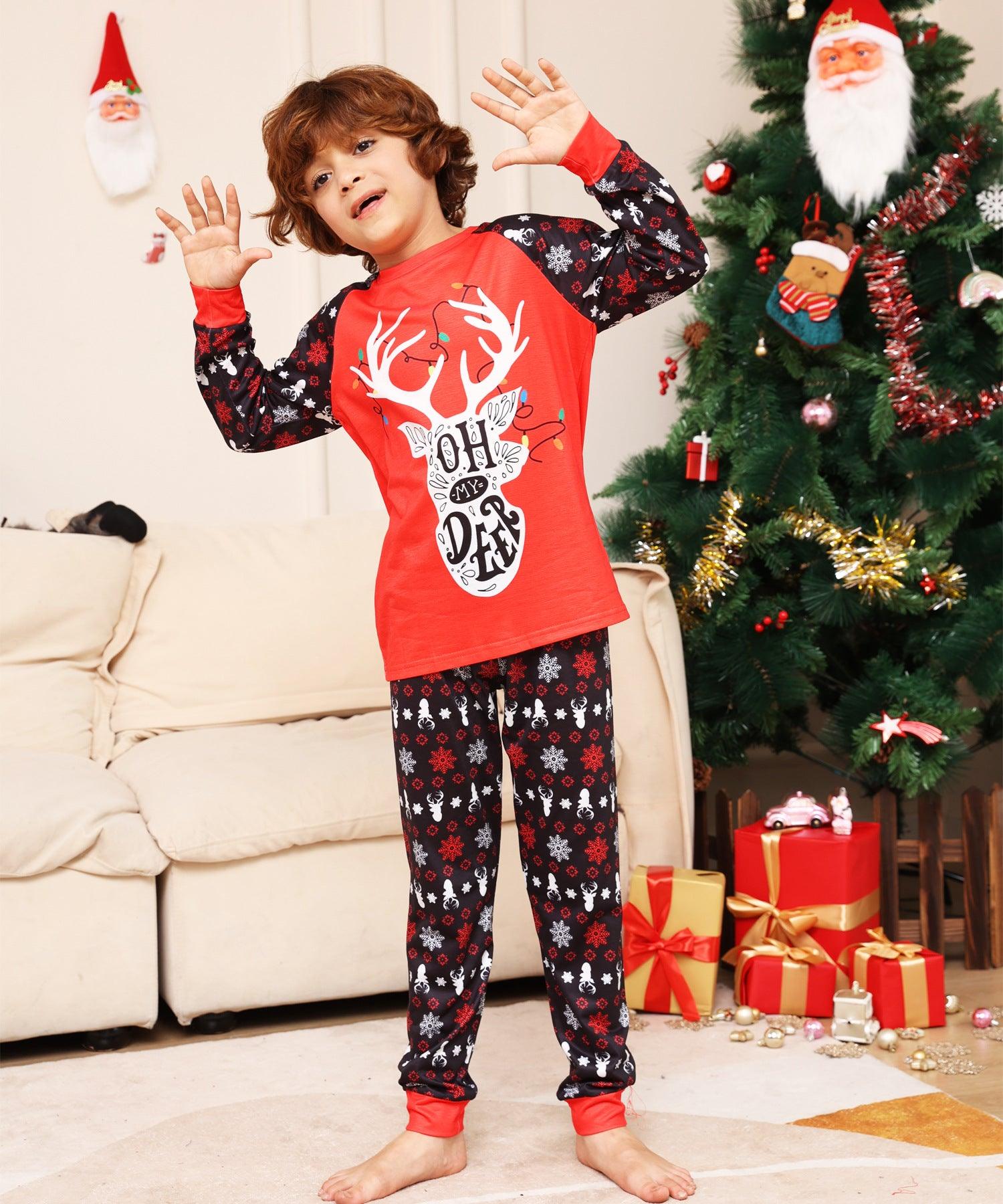 New Letter Snowflake Deer Christmas Parent-child Suit Printed Homewear Pajamas - Nioor