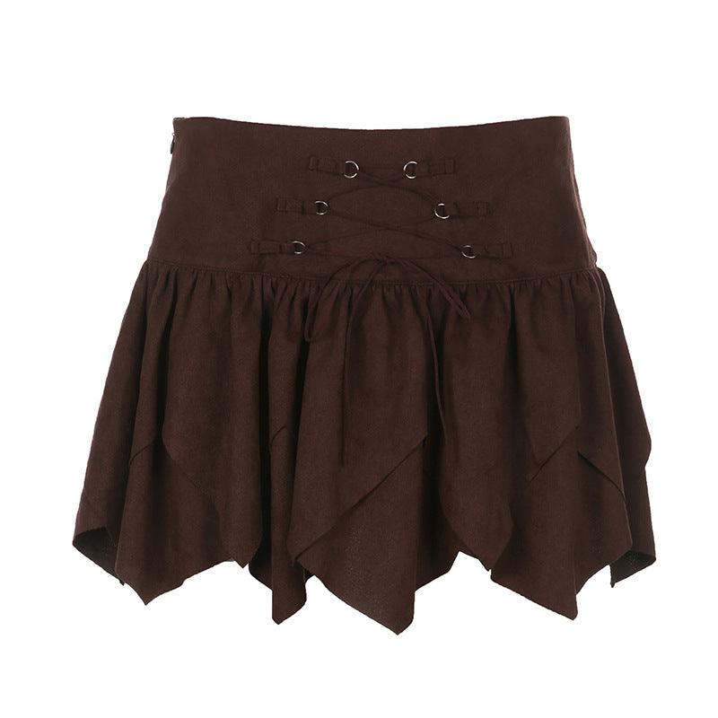 Women's Irregular Lace-up Waist Skirt - Nioor