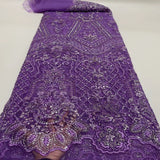 Embroidery Heavy Industry Beaded Tulle Lace Fabric