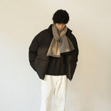 Striped Reversible Colorblock Scarf For Warmth And Thickness - Nioor