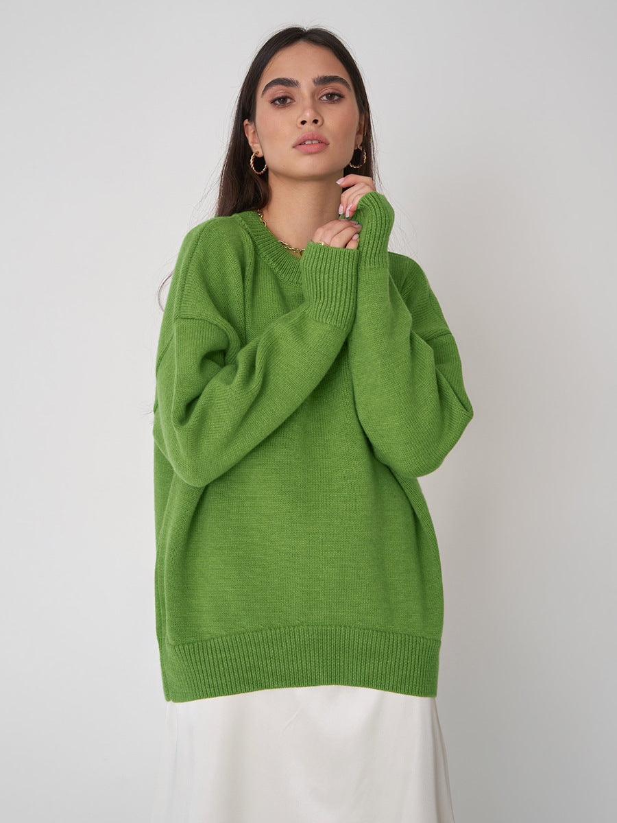 Temperament Commute Versatile Casual Round Neck Knitted Sweater - Nioor