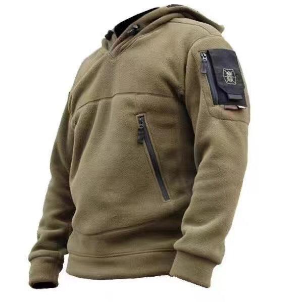 American-style Zipper Pocket Tactical Fleece Sweater Men's Hooded Thickened Thermal - Nioor