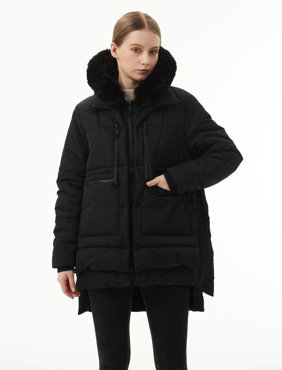 Women's Casual Hooded Middle Long Cotton-padded Coat - Nioor