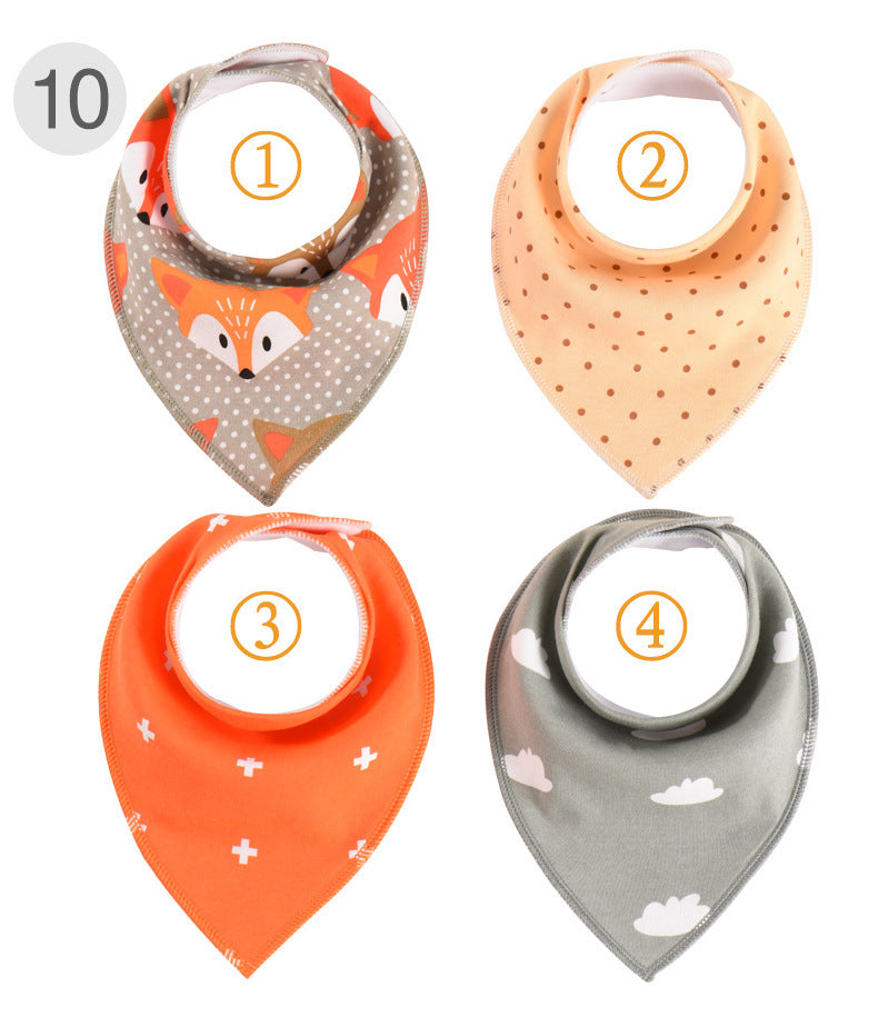 European And American Baby Bib 4 Pieces Of Pure Cotton Waterproof Baby Bib Double Cross Border Newborn Bib