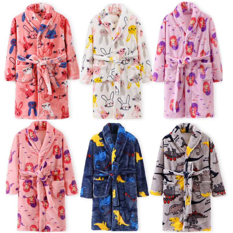 Children's Autumn And Winter Flannel Pajamas Home Clothes Boys And Girls