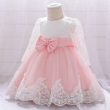 Children's Dress One Year Old Girl Lace Long Sleeve Puffy Baby Shower