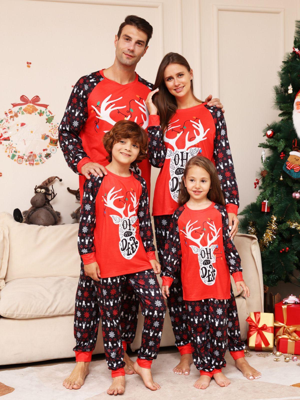 New Letter Snowflake Deer Christmas Parent-child Suit Printed Homewear Pajamas - Nioor