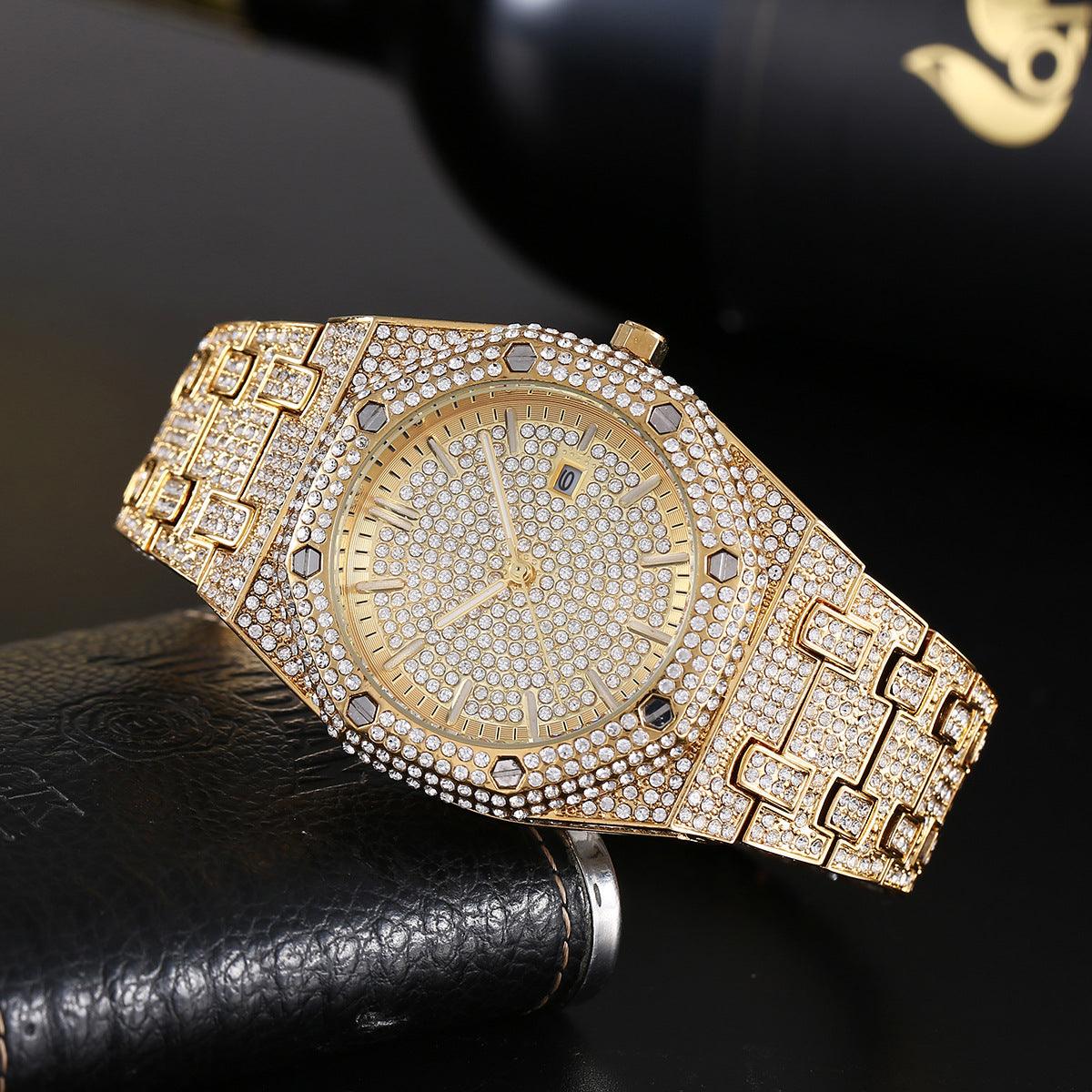 Fashion Rap Ice Hip Hop Full Diamond Large Dial Quartz Men's Watch - Nioor