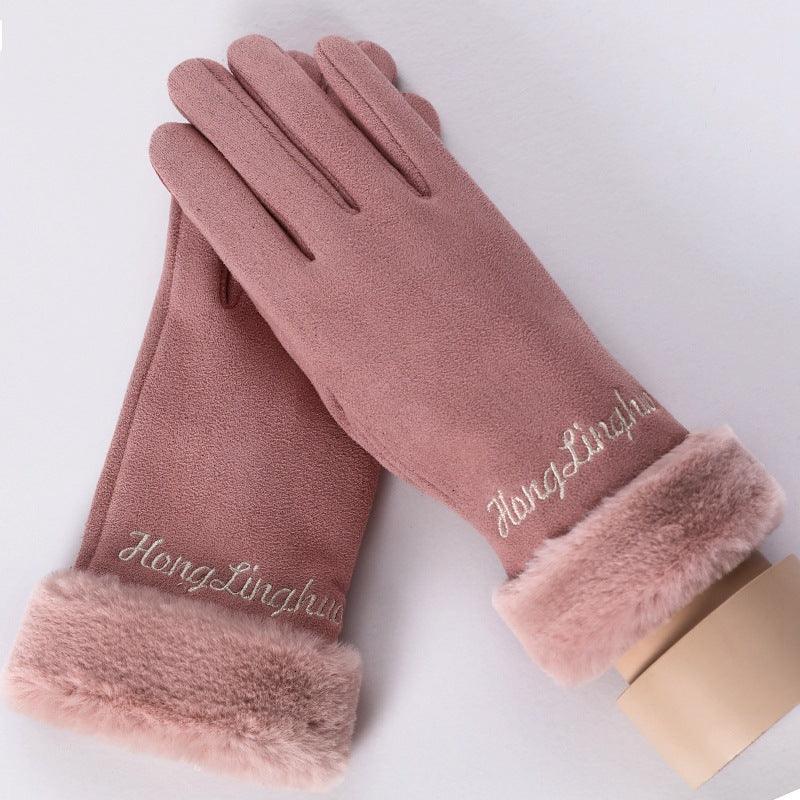 Thermal Gloves N915 Women's Winter Suede Double-layer Velvet Thickened - Nioor