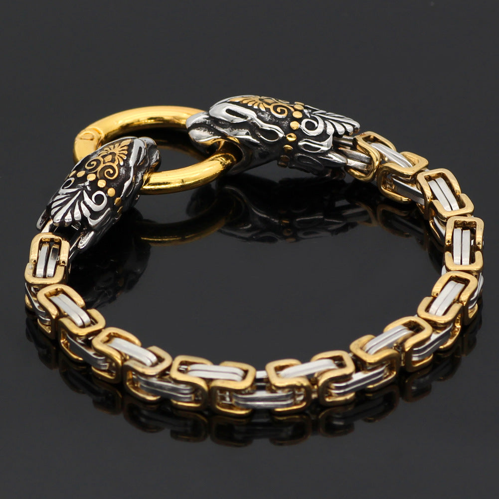 Nordic Fancy Wolf Head Emperor Bracelet