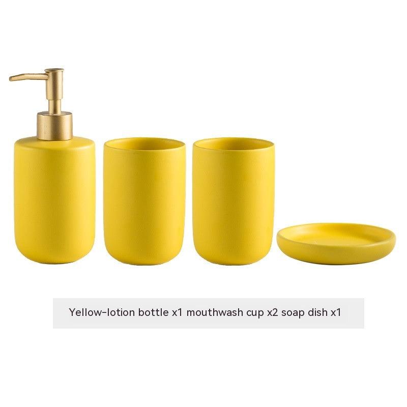 Solid Color Ceramic Bathroom Four-piece Set - Nioor