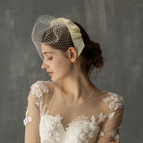 European And American White Mesh Bow Veil - Nioor