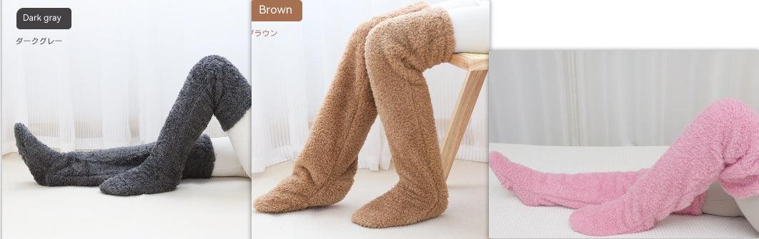 Over Knee High Fuzzy Long Socks Winter Warm Cold Leg Knee Joint Cold-proof Stockings Home Floor Sleeping Socks - Nioor