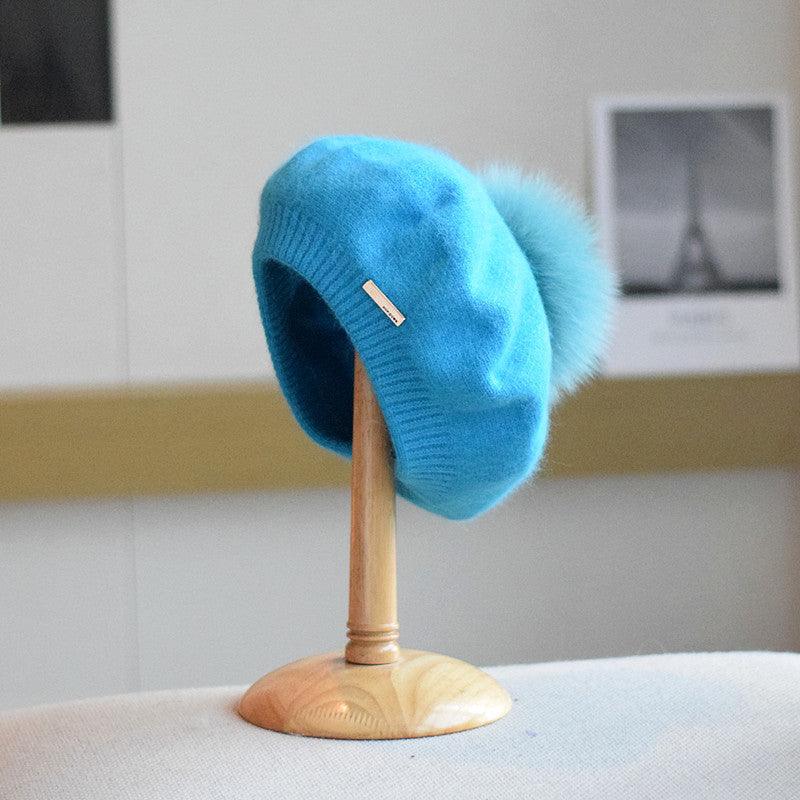 Japanese Style Angola Rabbit Fur Hat Women - Nioor