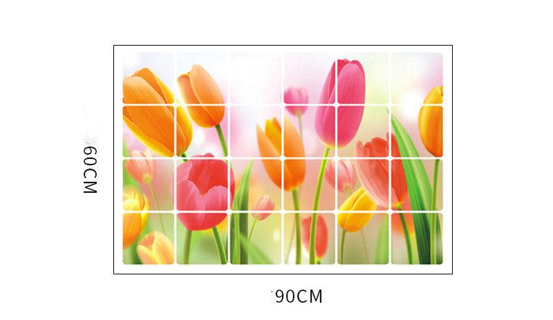 Tulip Flower Kitchen Stove Tile Glass Background Decoration Removable Wall Sticker - Nioor