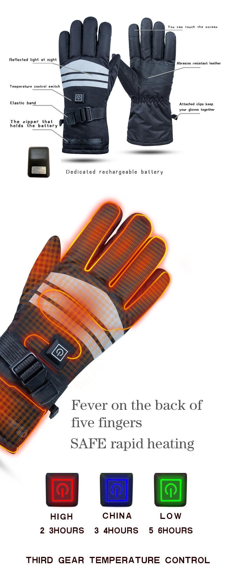 Heating Gloves Outdoor Skiing Cycling Thickening - Nioor