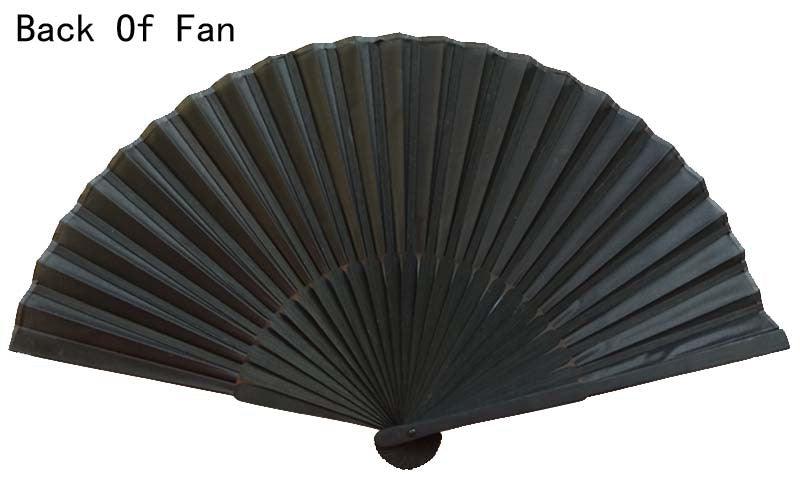 National Style Folding Fan Pure Black Silk Fan - Nioor