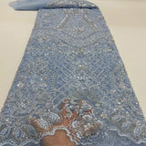 Embroidery Heavy Industry Beaded Tulle Lace Fabric
