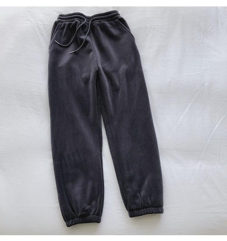 Sports Pants Female Fleece Lined Thick Loose Outerwear Casual Pants - Nioor