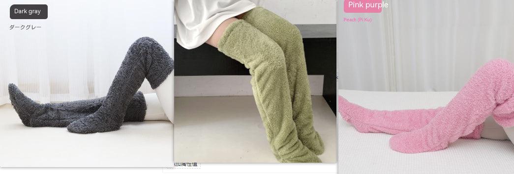 Over Knee High Fuzzy Long Socks Winter Warm Cold Leg Knee Joint Cold-proof Stockings Home Floor Sleeping Socks - Nioor